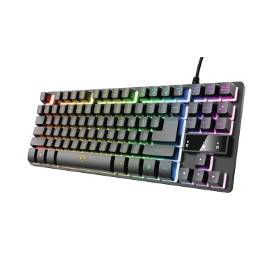 TECLADO GAMING TRUST GXT 833 THADO | CON CABLE USB | TKL SIN ZONA NUMÉRICA | NEGRO Y PLATA