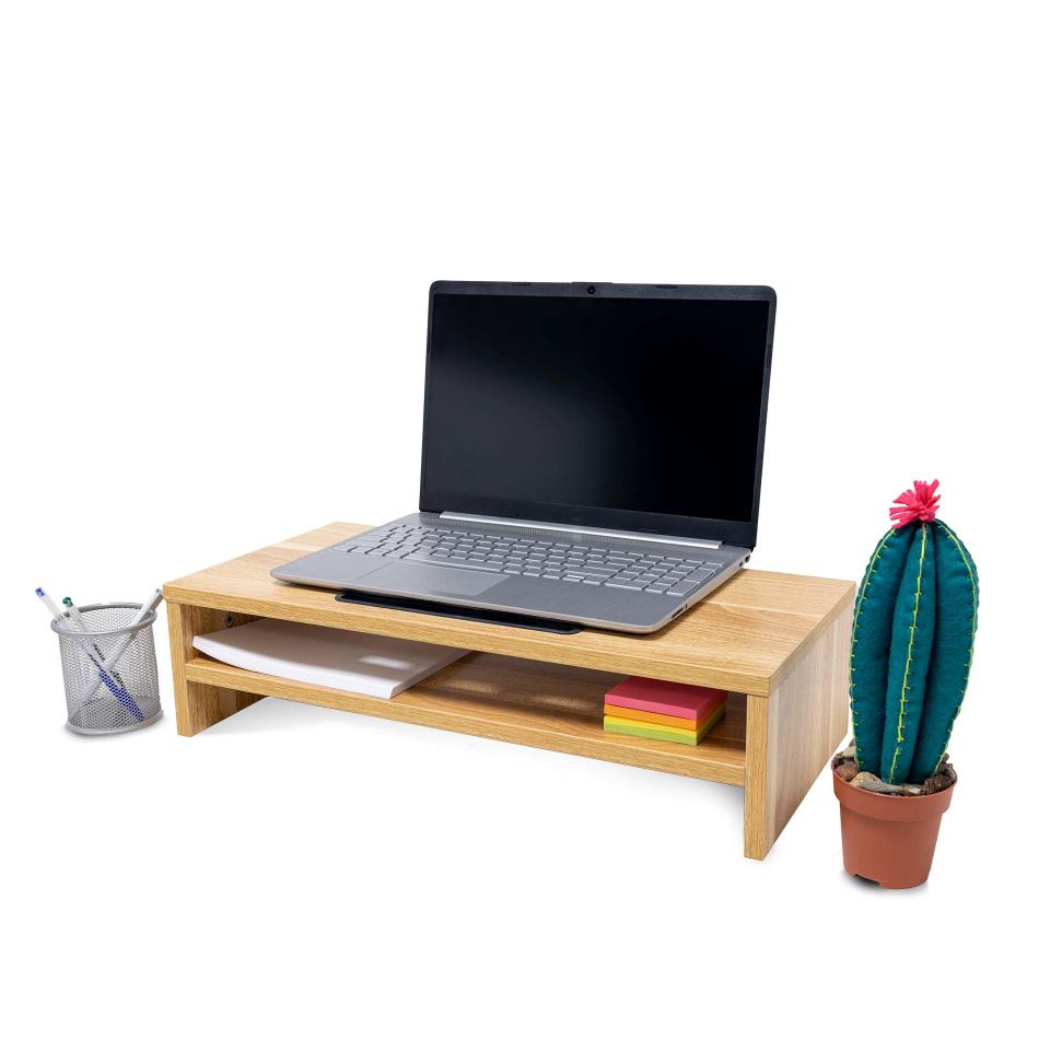  Soporte de madera para monitor de computadora, soporte para  monitor, soporte elevador, soporte de computadora para monitor de  escritorio, accesorios de oficina en casa (color pino, tamaño: 39.4 x 11.8 x