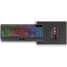 Pack Gaming Mars Gaming MCP124/ Teclado H-MECH + Ratón Óptico + Alfombrilla/ Negro